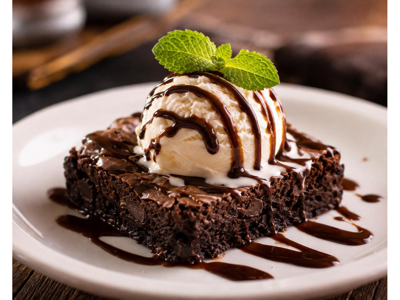 Brownie de chocolate con helado de americana