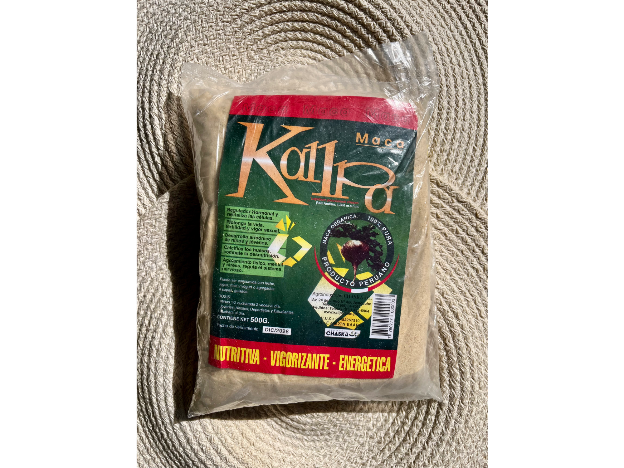 ¡NUEVA! Maca peruana Kallpa x500gr