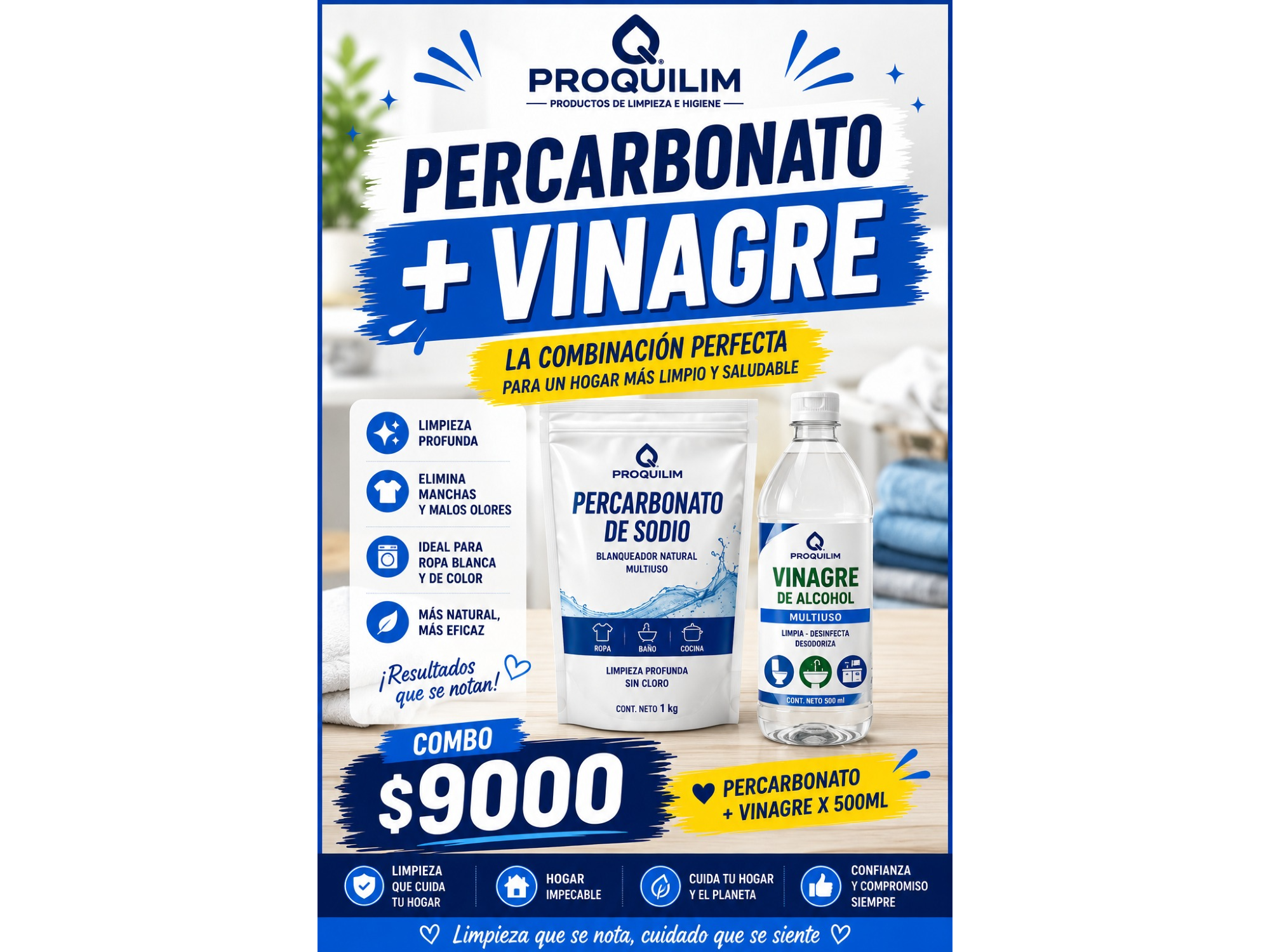 PERCARBONATO X1KG + VINAGRE DE ALCOHOL X500ML