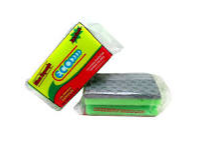 ESPONJA FIBRA VERDE Y PLATEADA X2UN