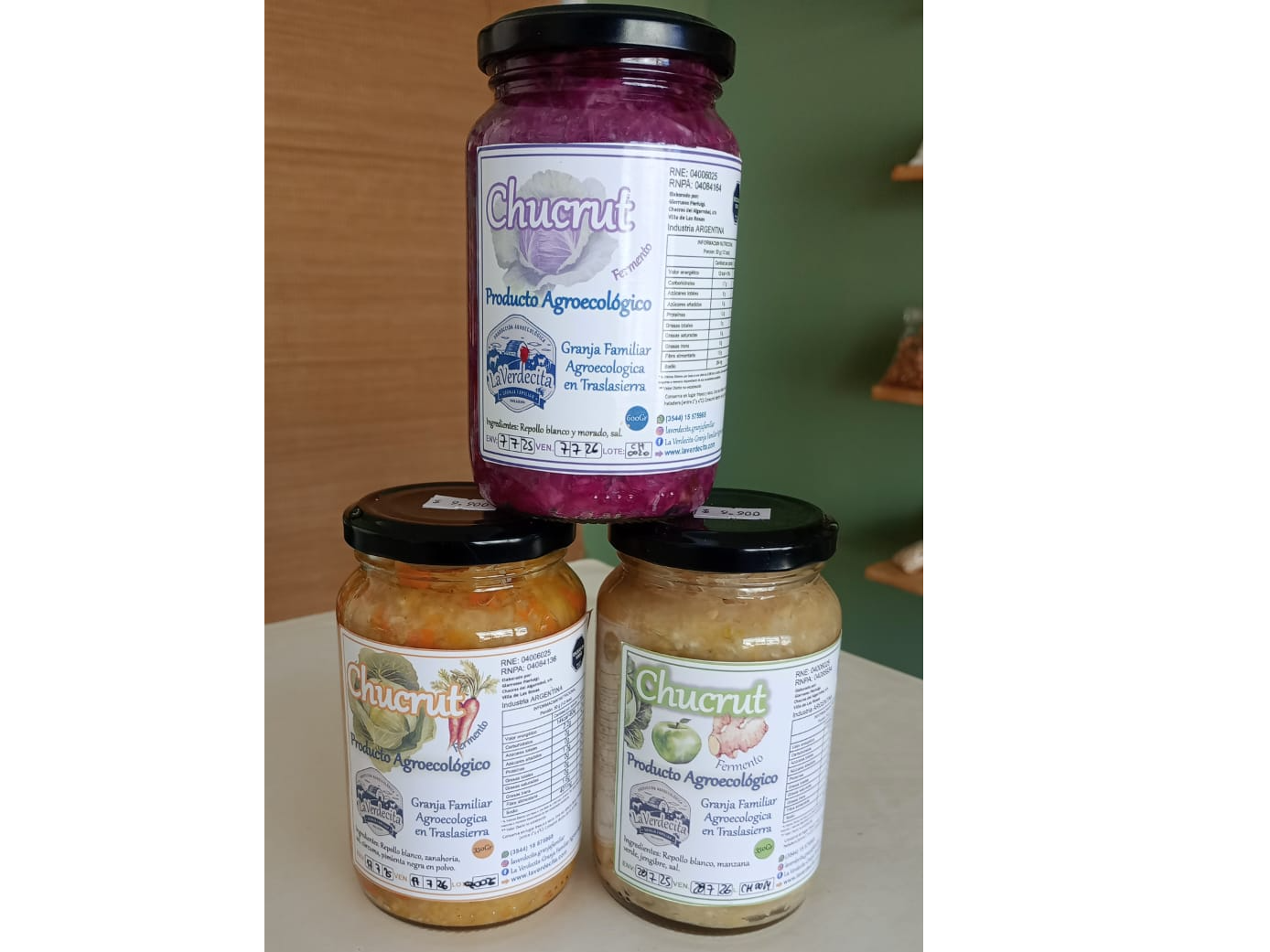 Chucrut Agroecologico "La Verdecita Granja Familiar" Villa las Rosas fco x 350 cc