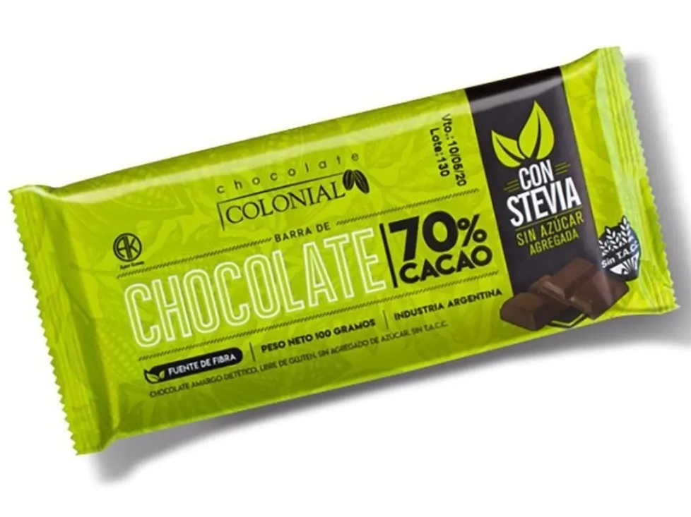 Chocolate Colonial c/ Estevia 70% cacao