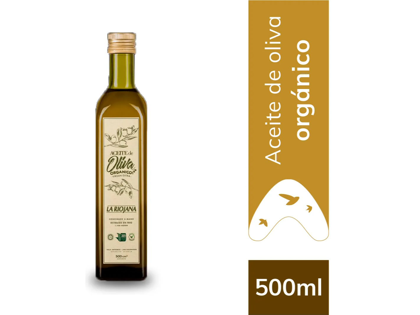 Aceite Oliva Virgen Extra (AOVE) Organico “ La Riojana” 500ml env de vidrio