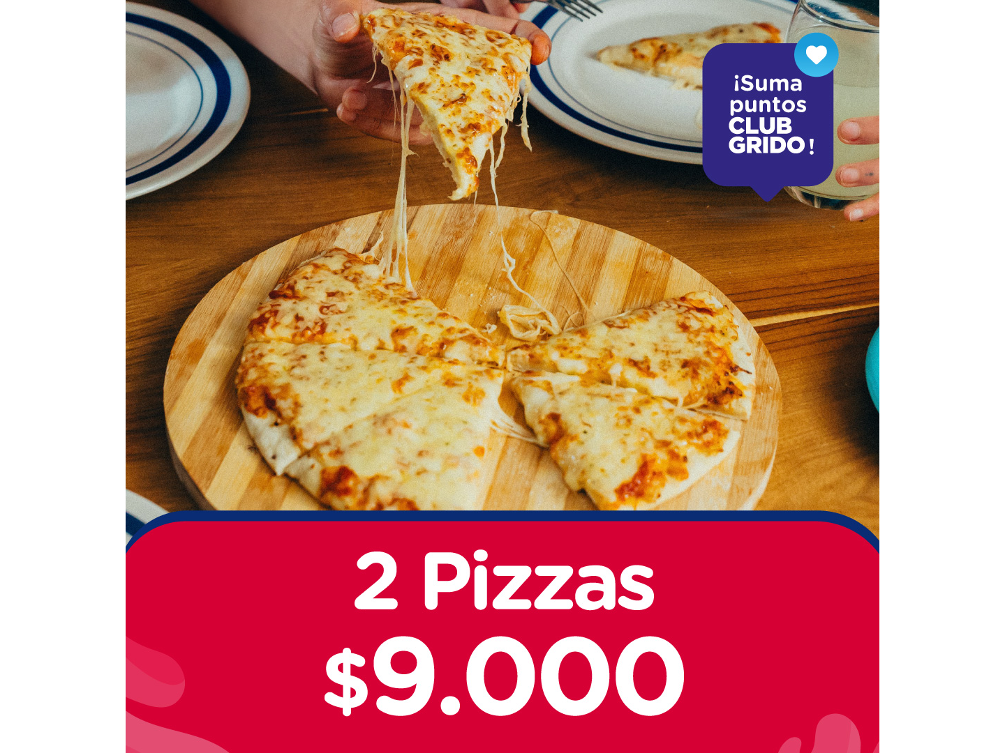 PROMO 2 PIZZAS A $9.000