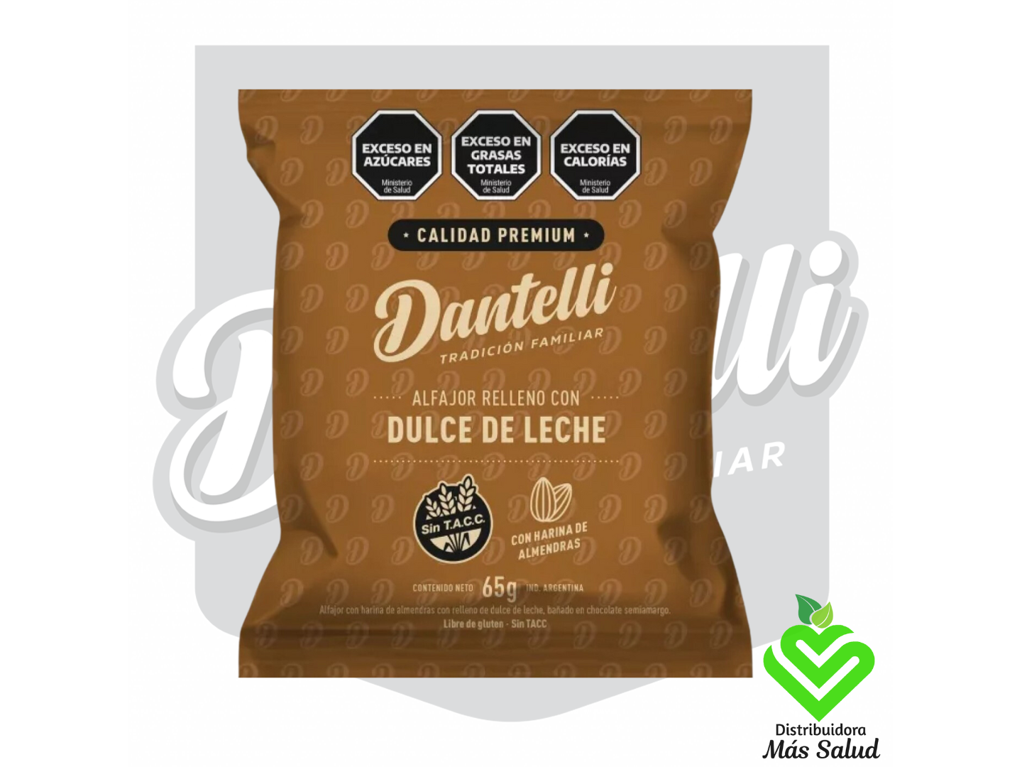 DANTELLI PREMIUM CON HARINA DE ALMENDRAS RELLENO CON DULCE DE LECHE