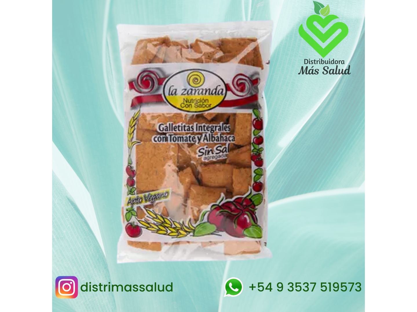 Galletitas Integrales Tomate y Albahaca s/Sal x 200 gs