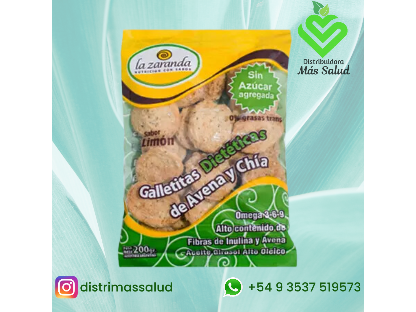 Galletitas Integrales Dulces sabor Limon s/Azucar Agregado x 200 gs