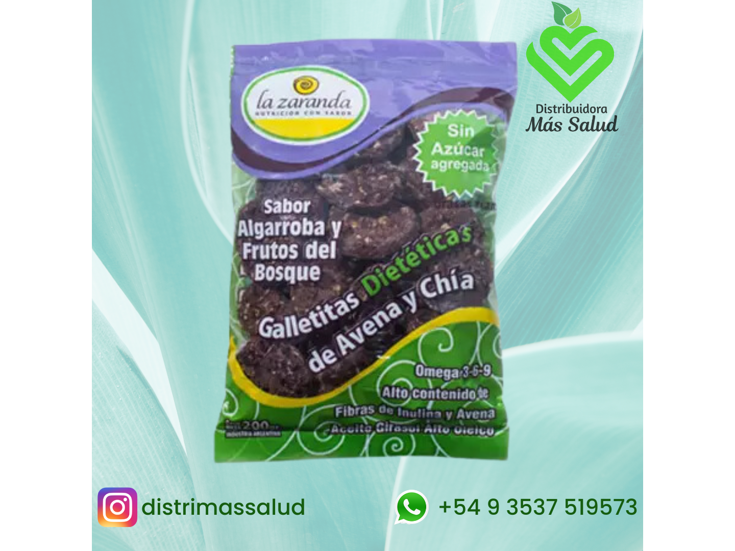 Galletitas Integrales Dulces sabor Algarroba y Frutos Rojos s/Azucar Agregado x 200 gs