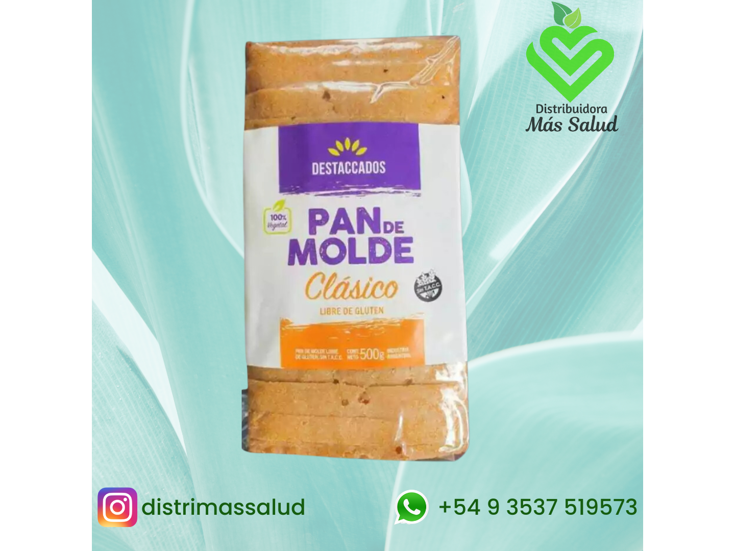 PAN DE MOLDE CLASICO SIN TACC EN REBANADAS X 500 GS de Distribuidora Mas Salud