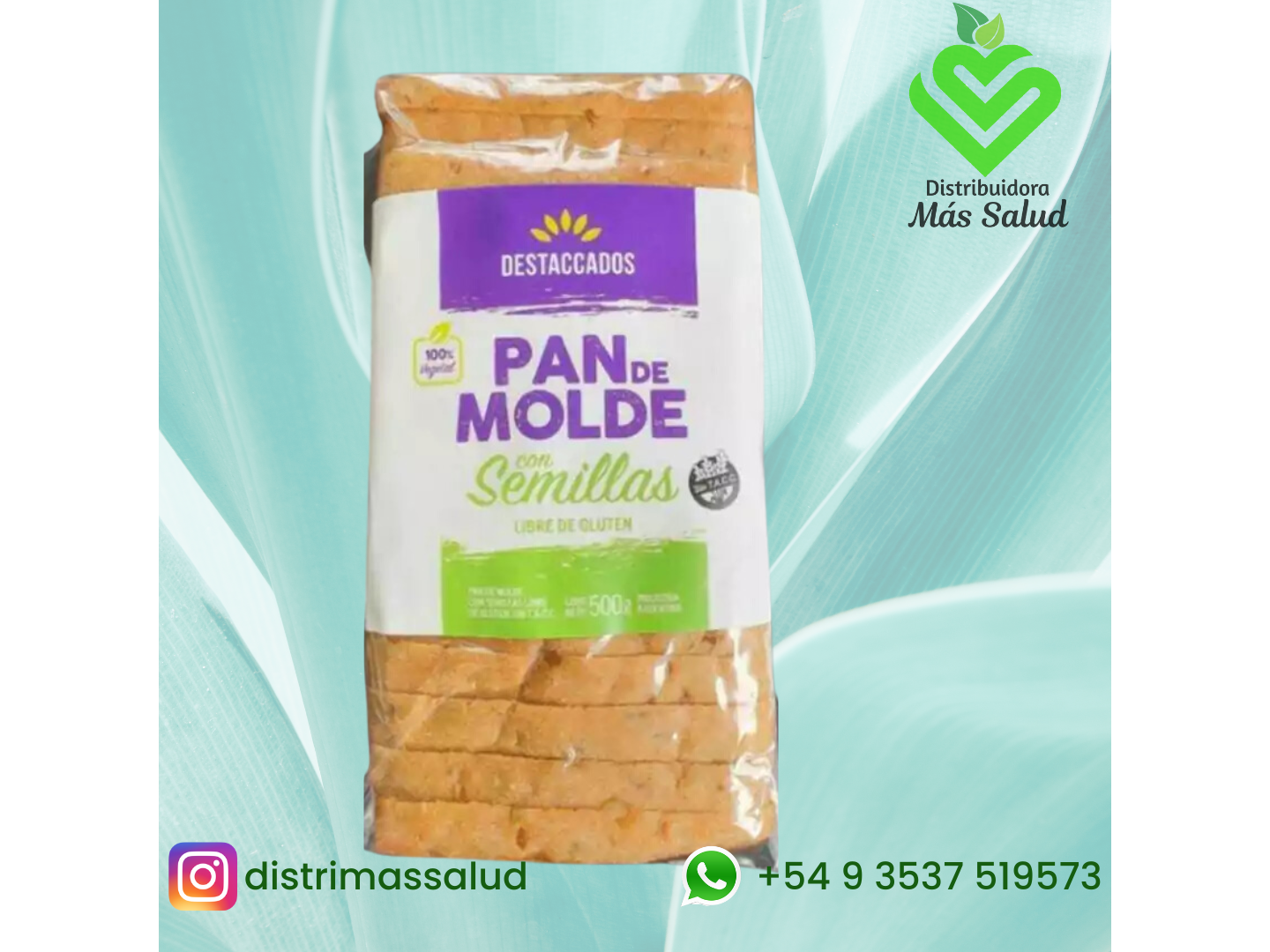 PAN DE MOLDE CON SEMILLAS SIN TACC X 500 GS de Distribuidora Mas Salud