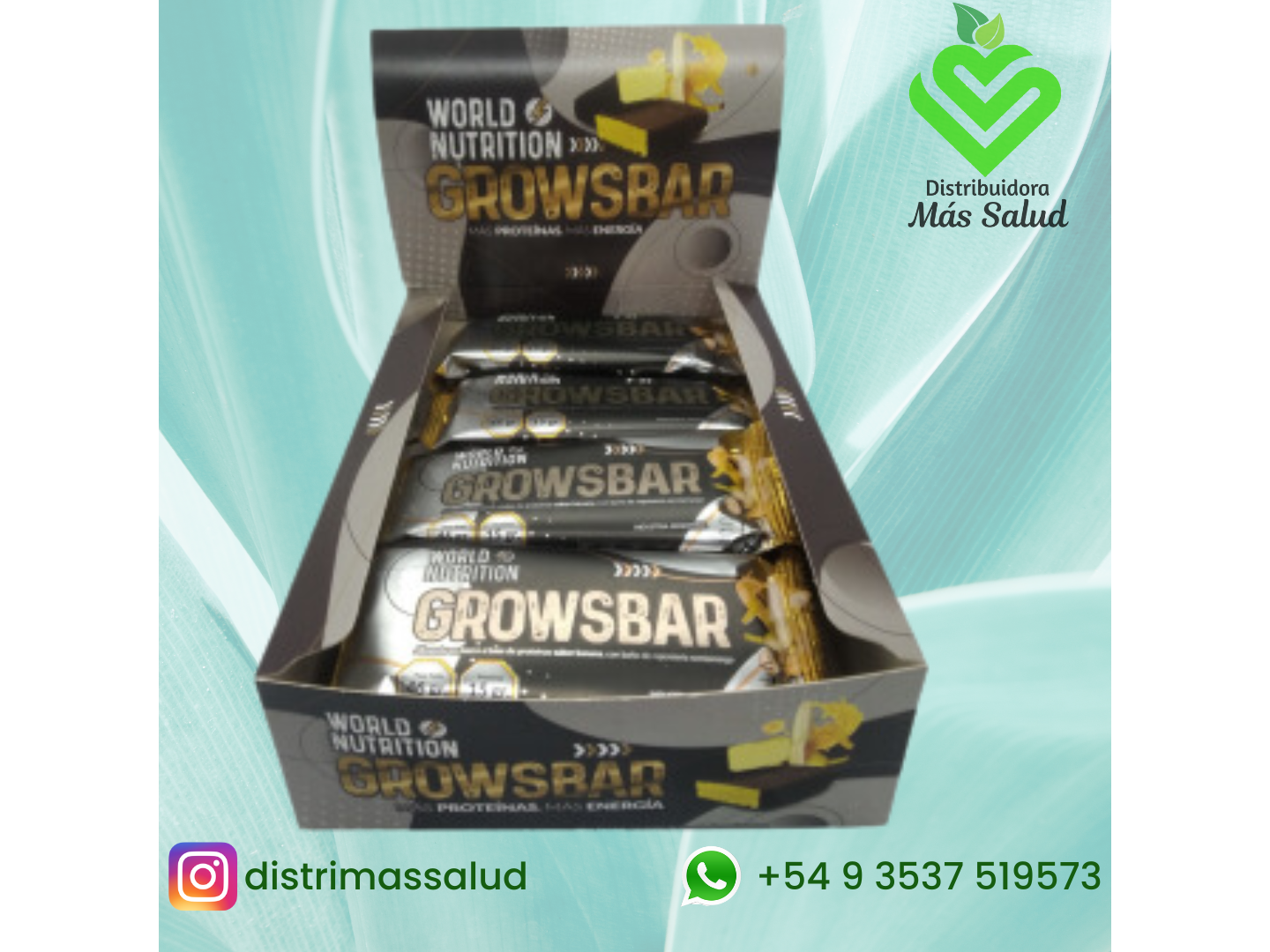 BARRITAS PROTEICAS GROWSBAR X 12 UD.WORLD NUTRITION SABOR BANANA