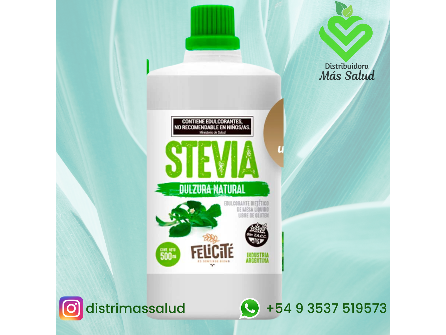 Edulcorante Stevia liquido 500cc.