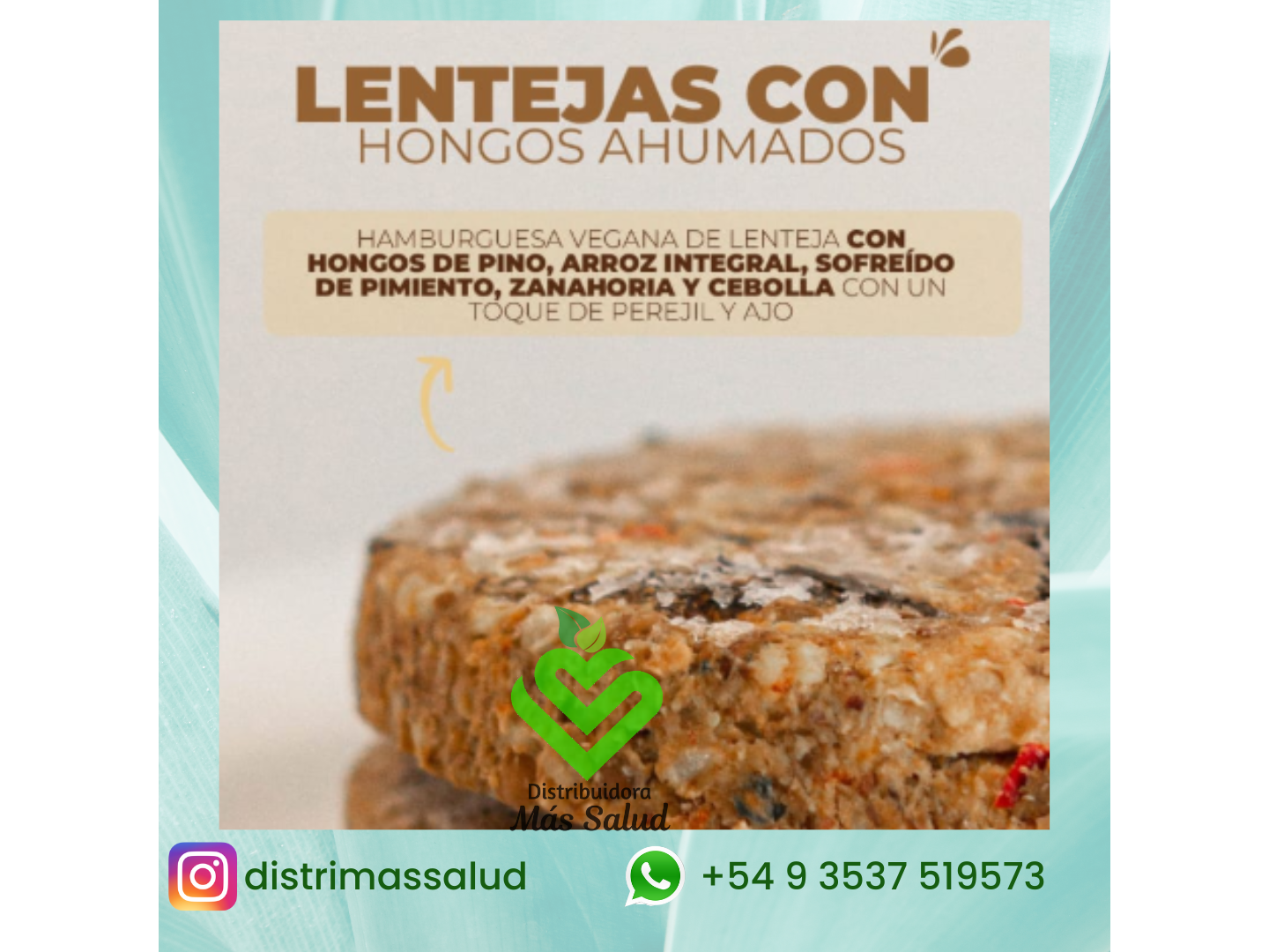 HAMBURGUESA VEGANA DE LENTEJAS CON HONGOS AHUMADOS X 2 UD