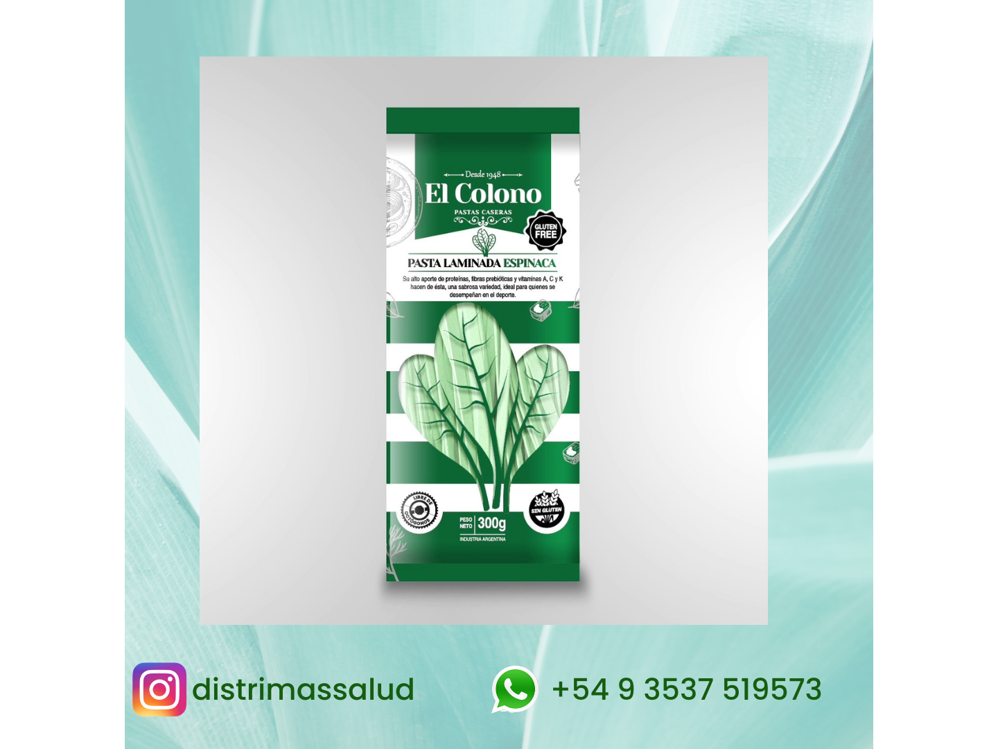 PASTA LAMINADA GLUTEN FREE DE ESPINACA