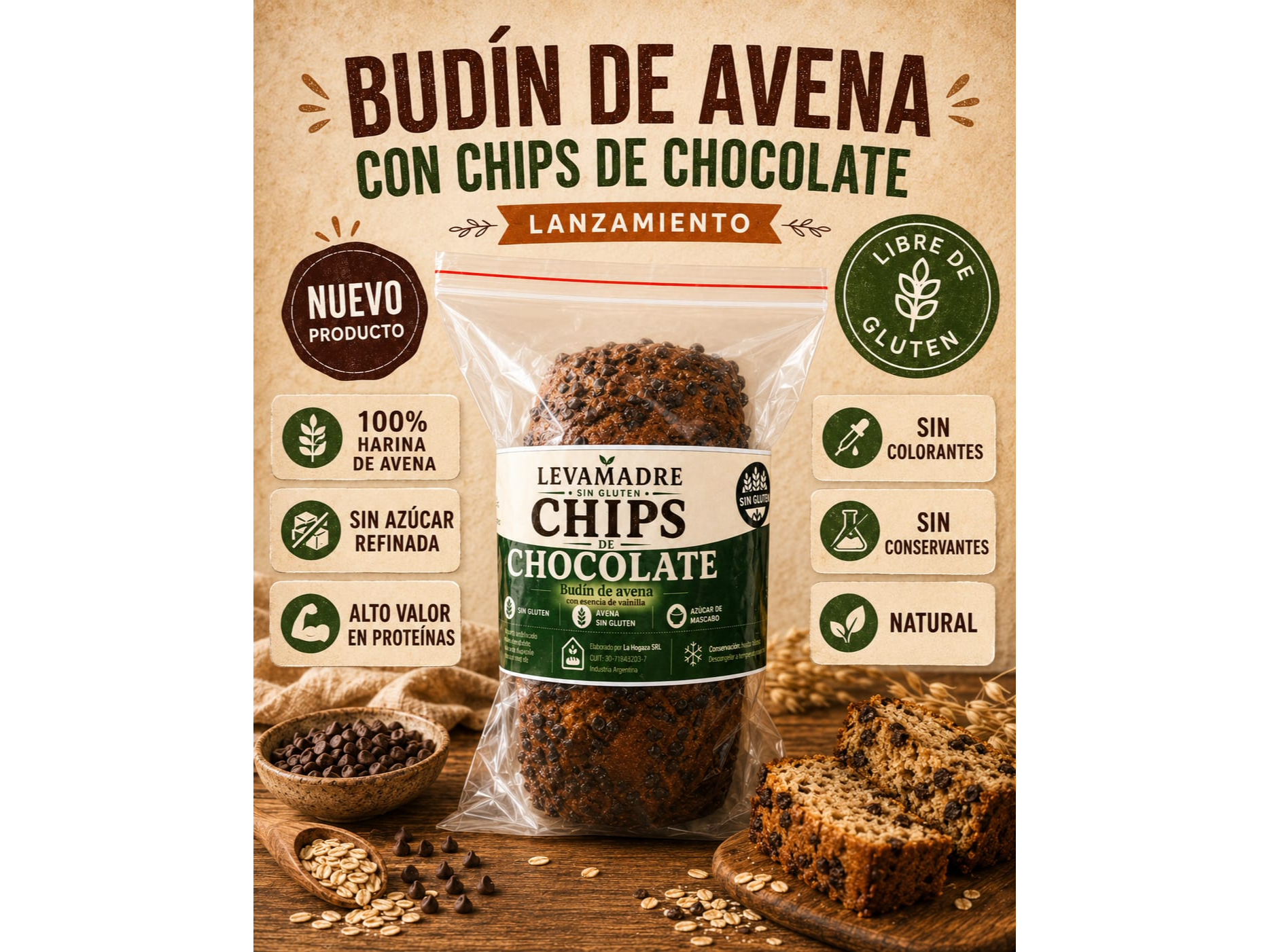 BUDIN DE AVENA CHIPS X 650 GS