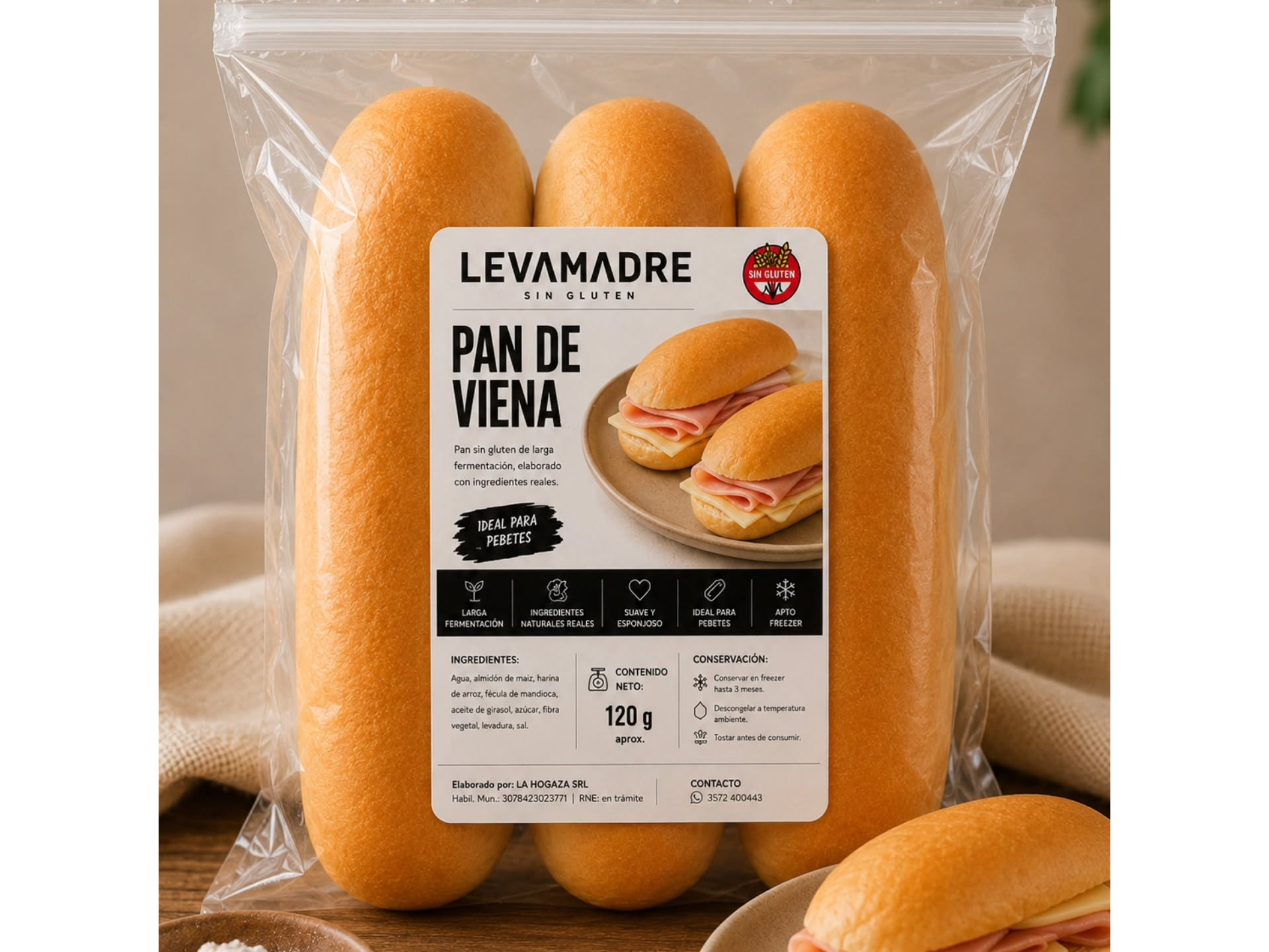 PAN DE VIENA X 3 SIN GLUTEN