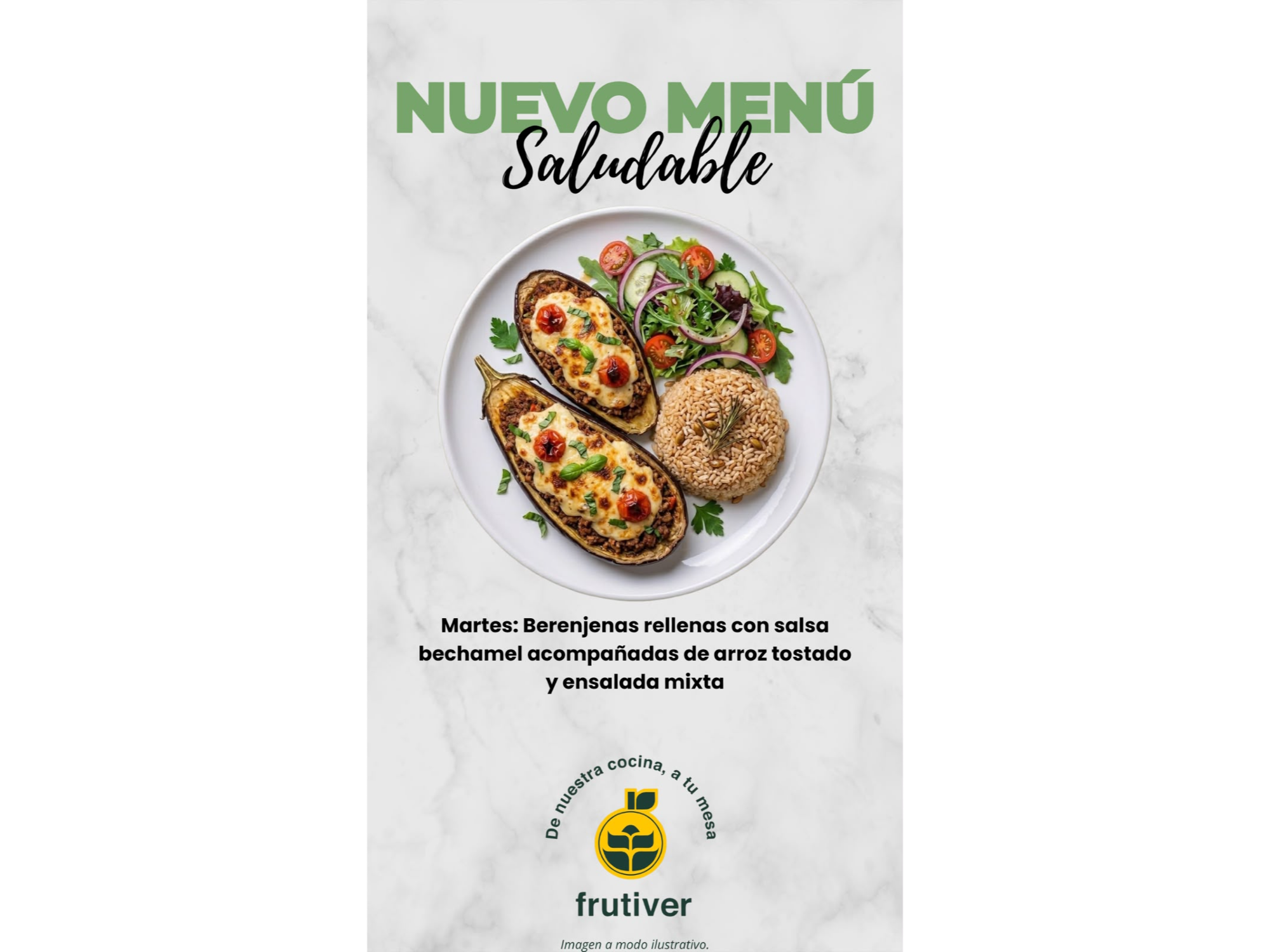 BERENJENAS RELLENAS CON SALSA BECHAMEL CON ARROZ TOSTADO Y ENS MIXTA