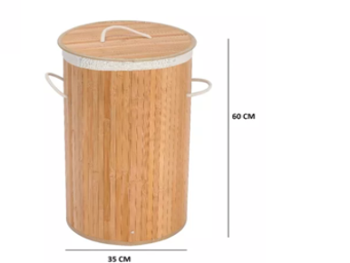 CANASTO BAMBU REDONDO PARA ROPA
