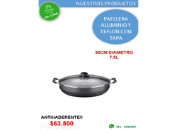 PAELLERA ALUMINIO Y TEFLON CON TAPA
