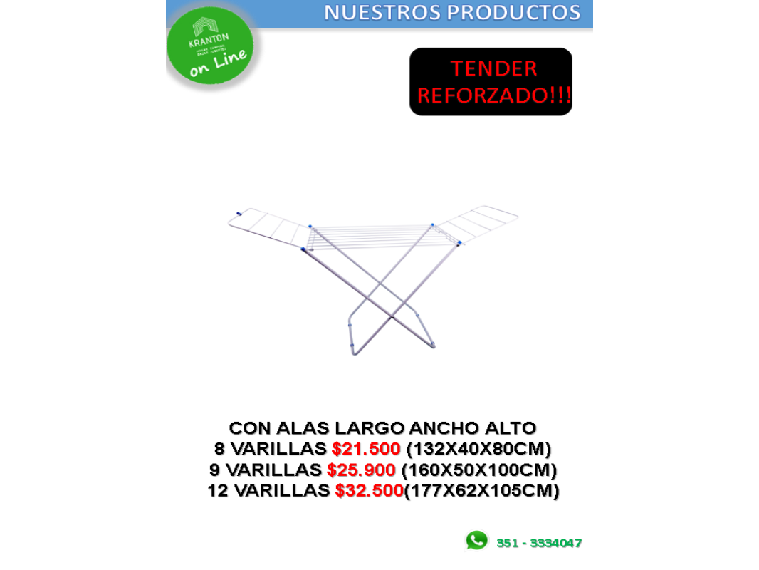 TENDER REFORZADO CON ALAS