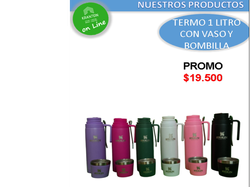 TERMO 1 LITRO CON VASO Y BOMBILLA
