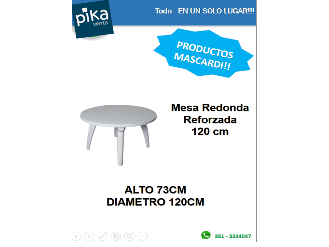 MESA REDONDA REFORZADA BLANCA 120CM