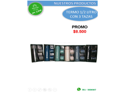 TERMO MEDIO LITRO CON 3 TAZAS