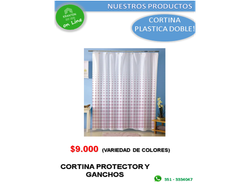 CORTINA DE BAñPLASTICA DOBLE CON GANCHOS