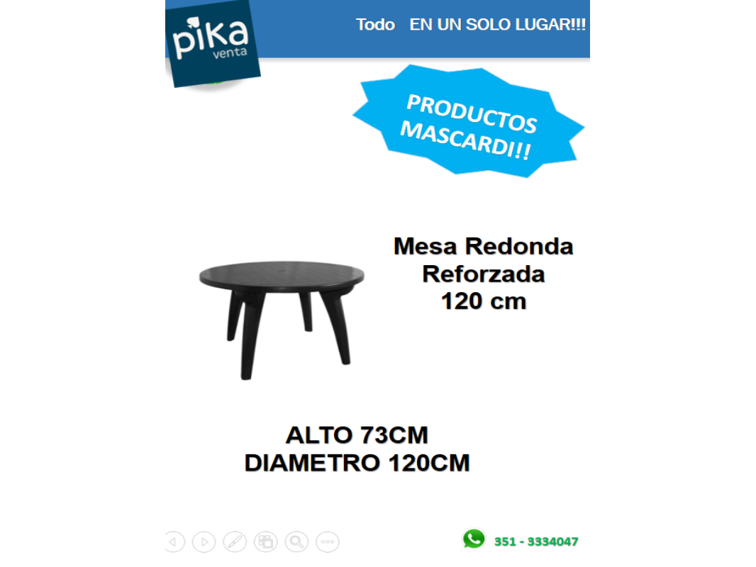 MESA REDONDA REFORZADA NEGRA 120CM