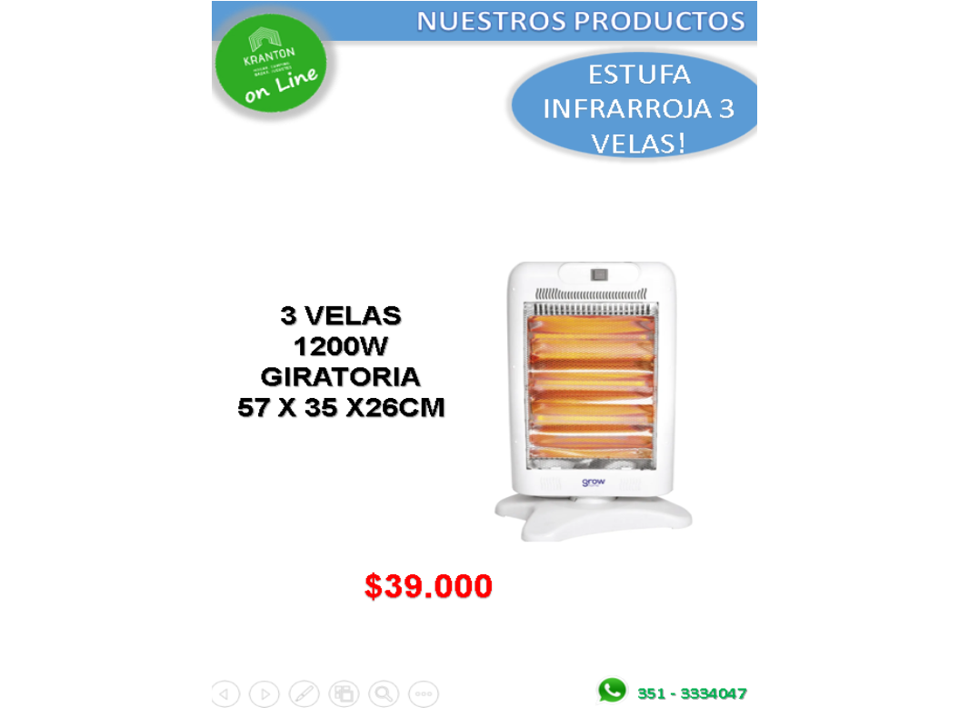 ESTUFA INFRARROJA 3 VELAS
