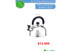 PAVA SILBADORA ACERO 1.5LTS