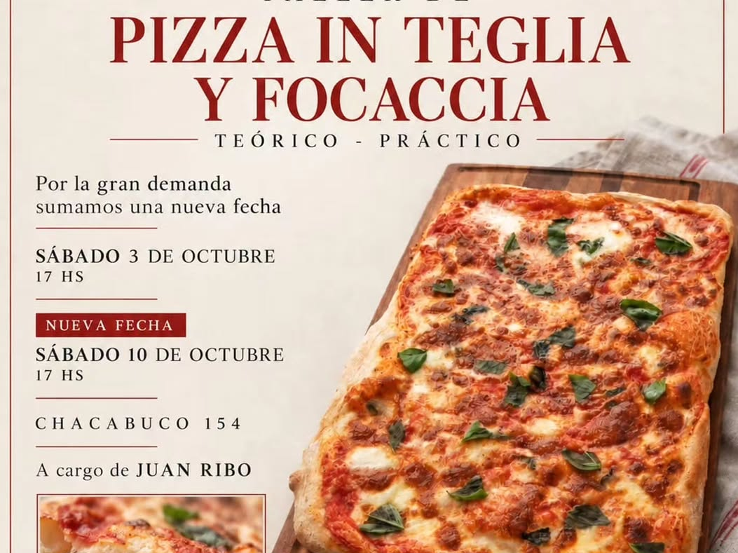Taller de Pizza In teglia y Focaccia (Sábado 10 de octubre) de Giorgini Panetteria (Centro)