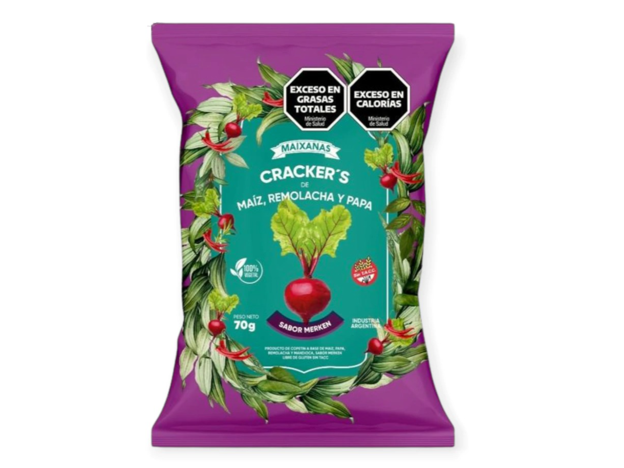 Cracker‘s de Maíz, Remolacha y papa. Sabor Merken