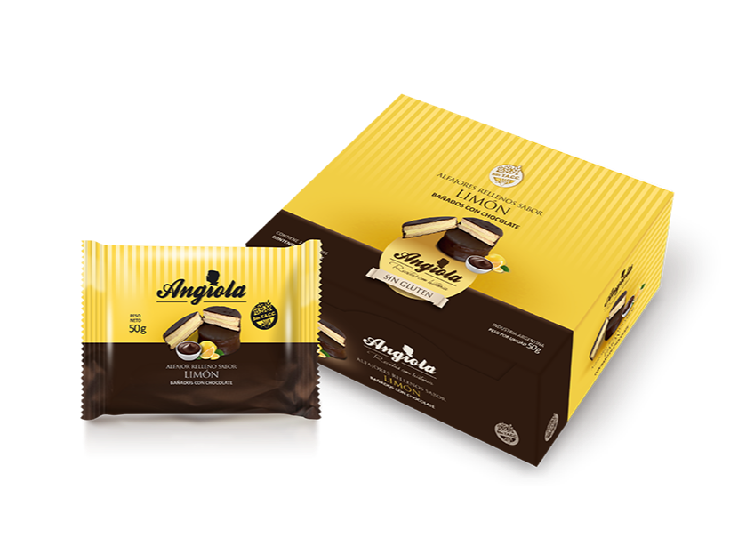 Alfajor Angiola de Limón bañados en Chocolate x 12 unidades