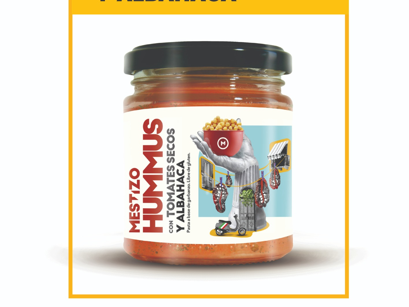 Hummus con Tomates Secos y Albahaca