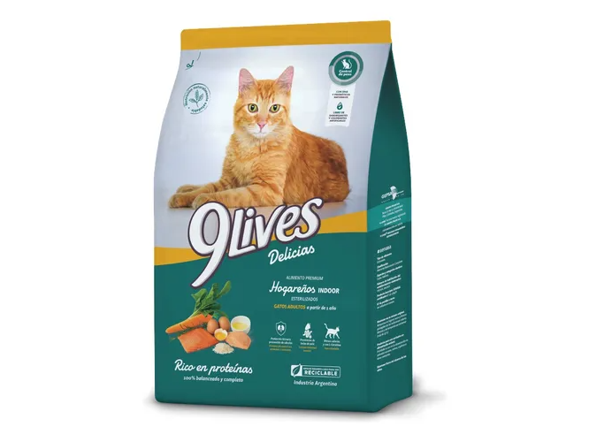 9 lives hogareños esterelizados 8kg