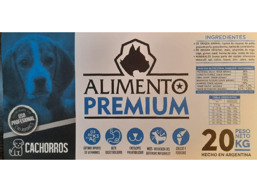 Premium cachorro mordida medianas y grades 20kg