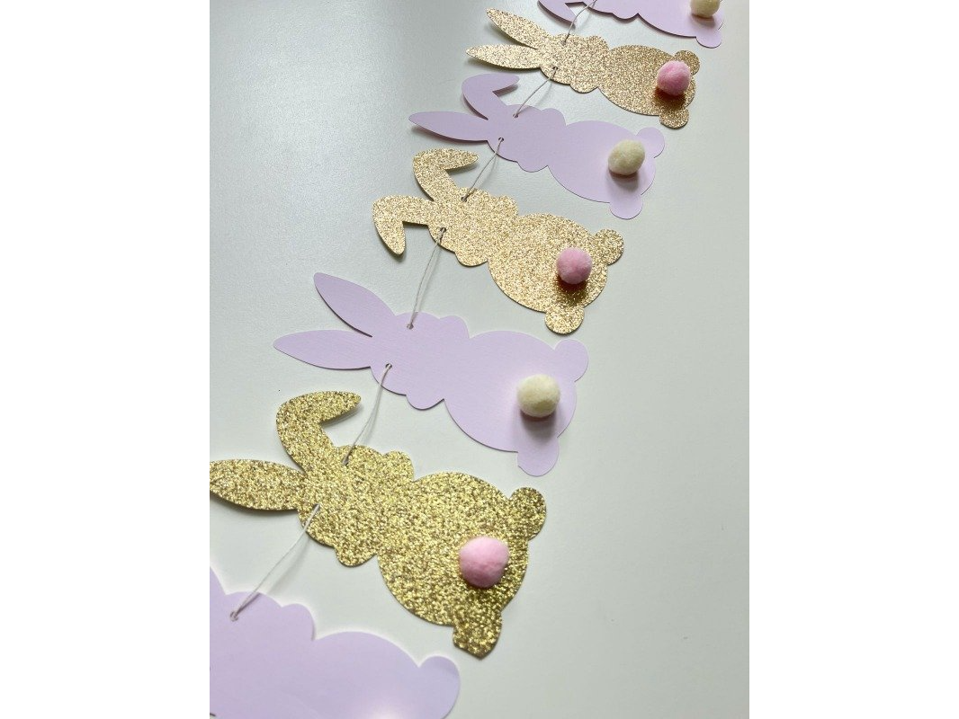 Guirnalda Conejitos Dorado y Rosa