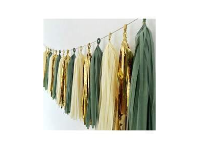 Guirnalda Flecos Verdes y Dorados x15