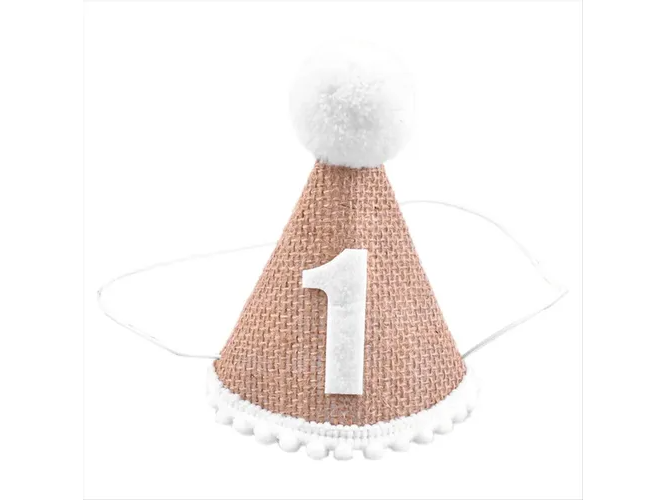Bonete 1 añito Kraft Pompon blanco.