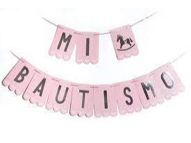 Banderín "Mi Bautismo" Rosa