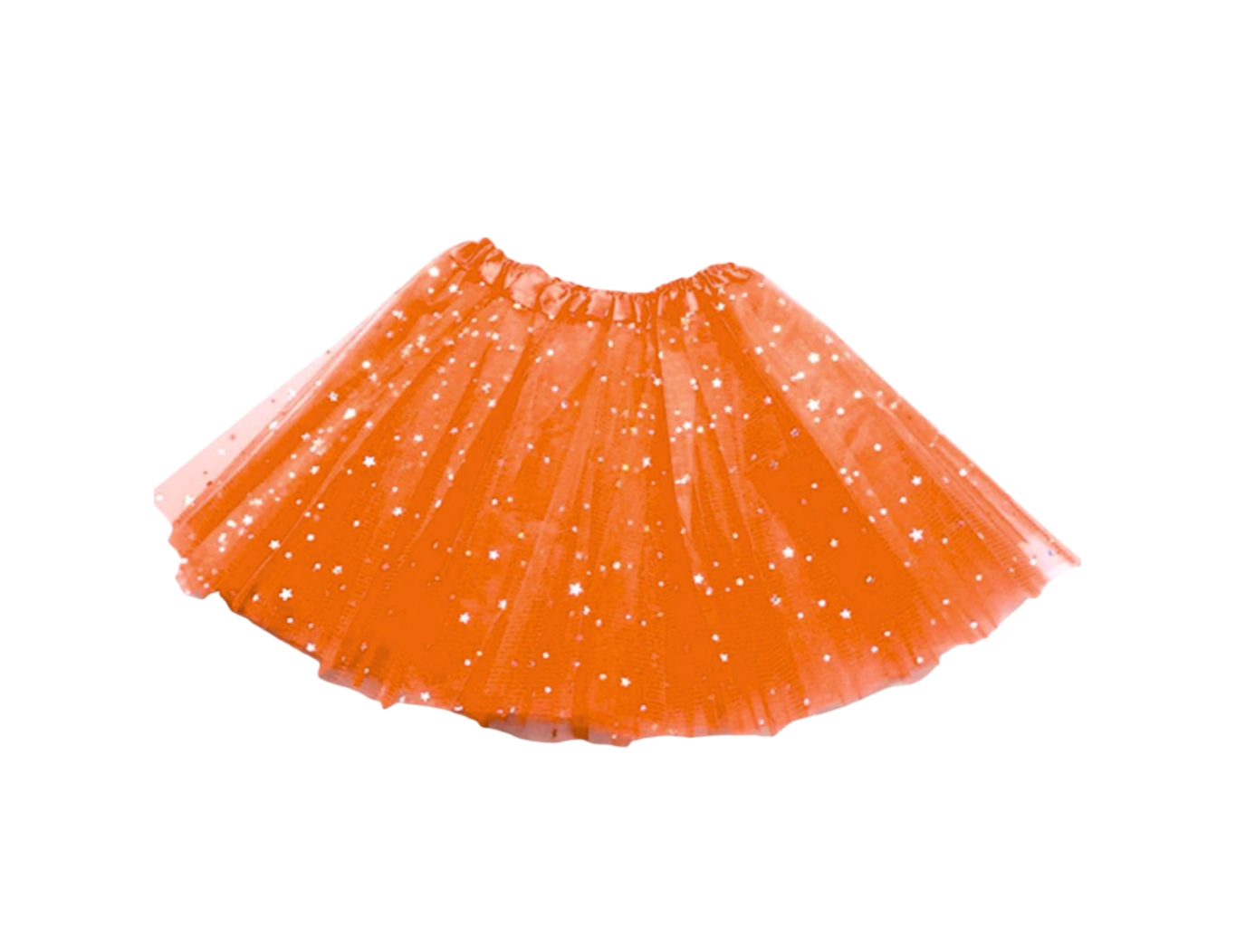 Tutú Naranja con Brillos y Estrellas 3 Capas (30cm)