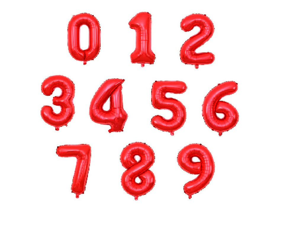 Globo Metalizado Numeros Rojo