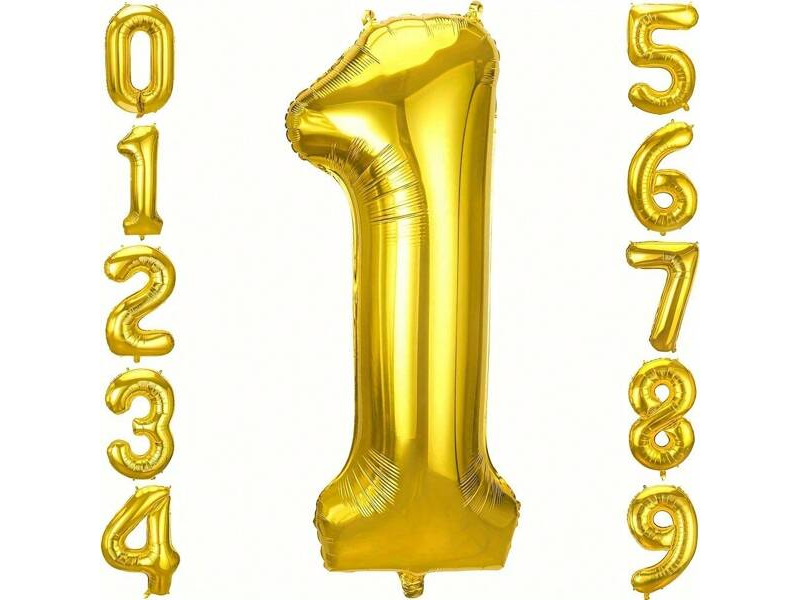 Globo Número Metalizado 32 Pulgadas Oro  Varios Números