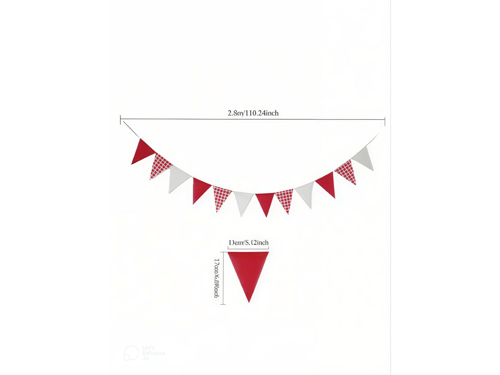 Banderín de Cuadros Rojo y Blanco