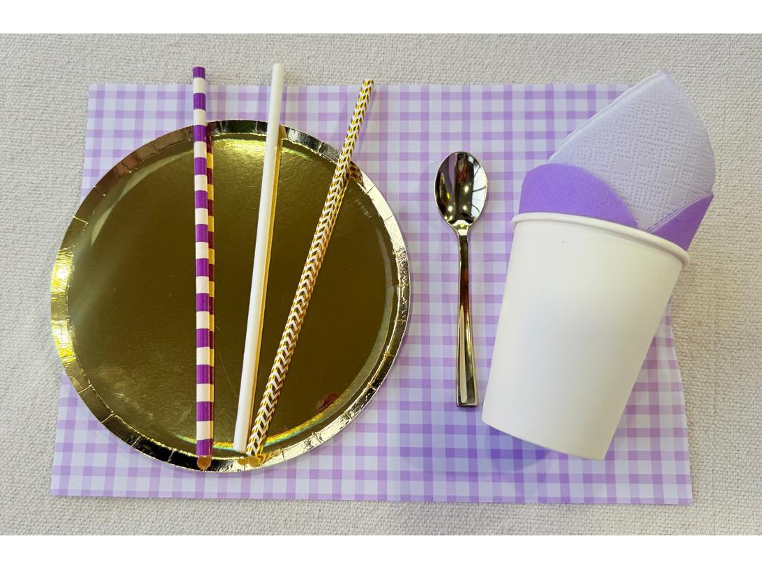 Kit de Mesa "Lila y Dorado" (X8) o (X16)