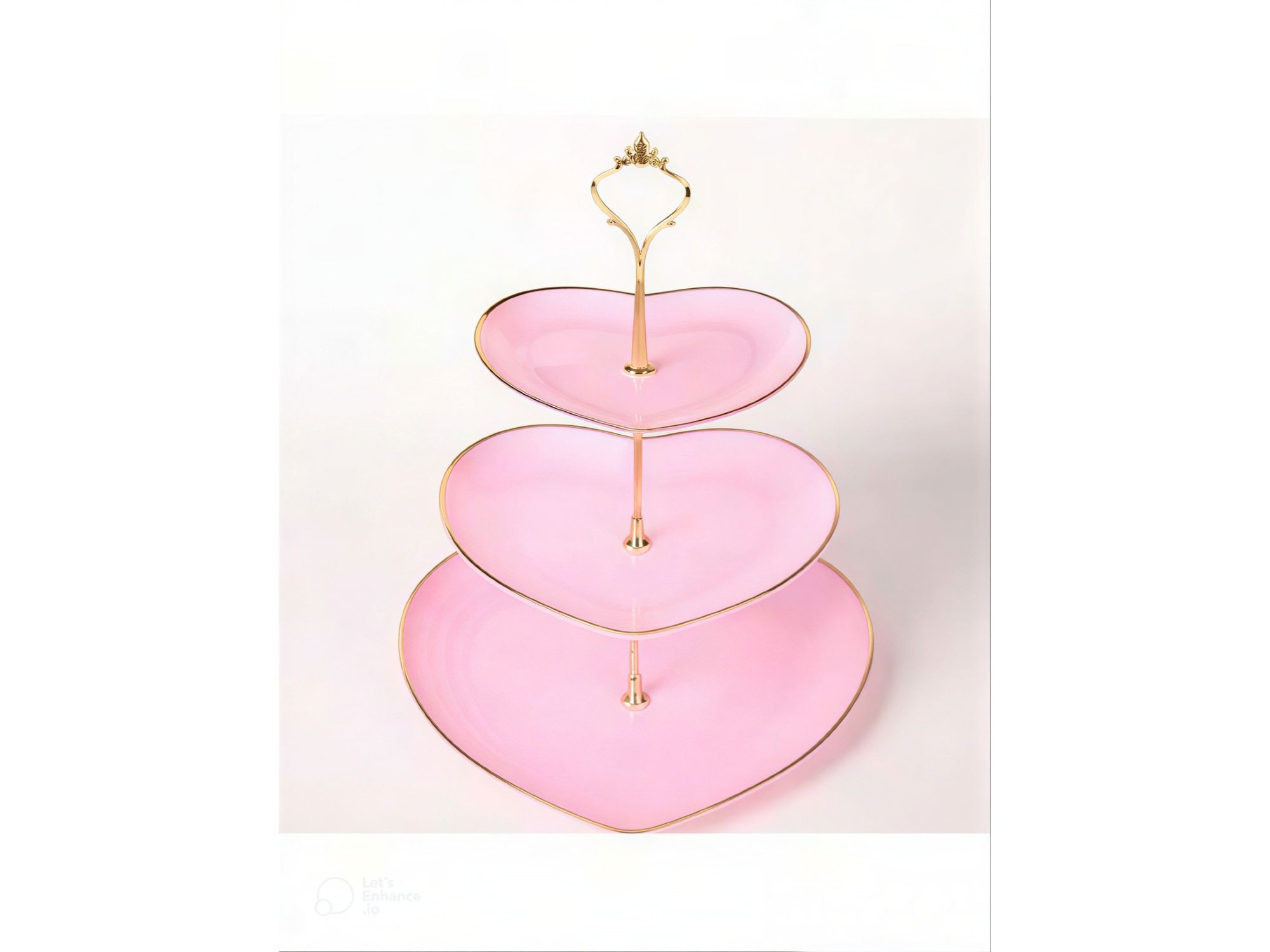 Soporte para Mesa Dulce "Corazón" Rosa (3 niveles)