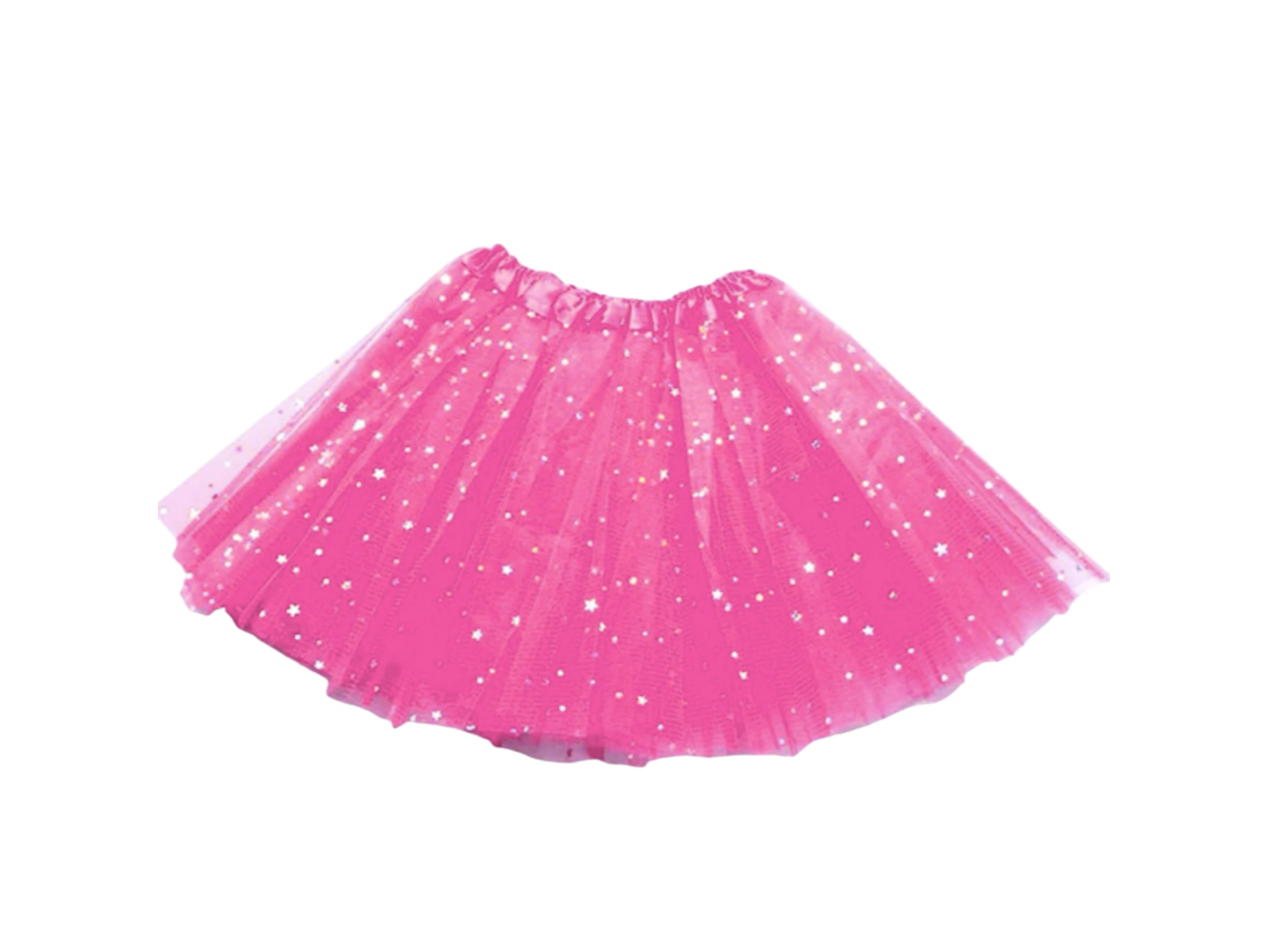 Tutú Fucsia con Brillos y Estrellas 3 Capas (30cm)