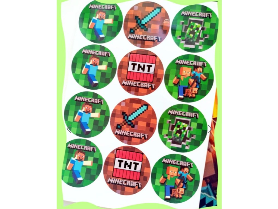 Plancha de Stickers Circulares Minecraft (X12)