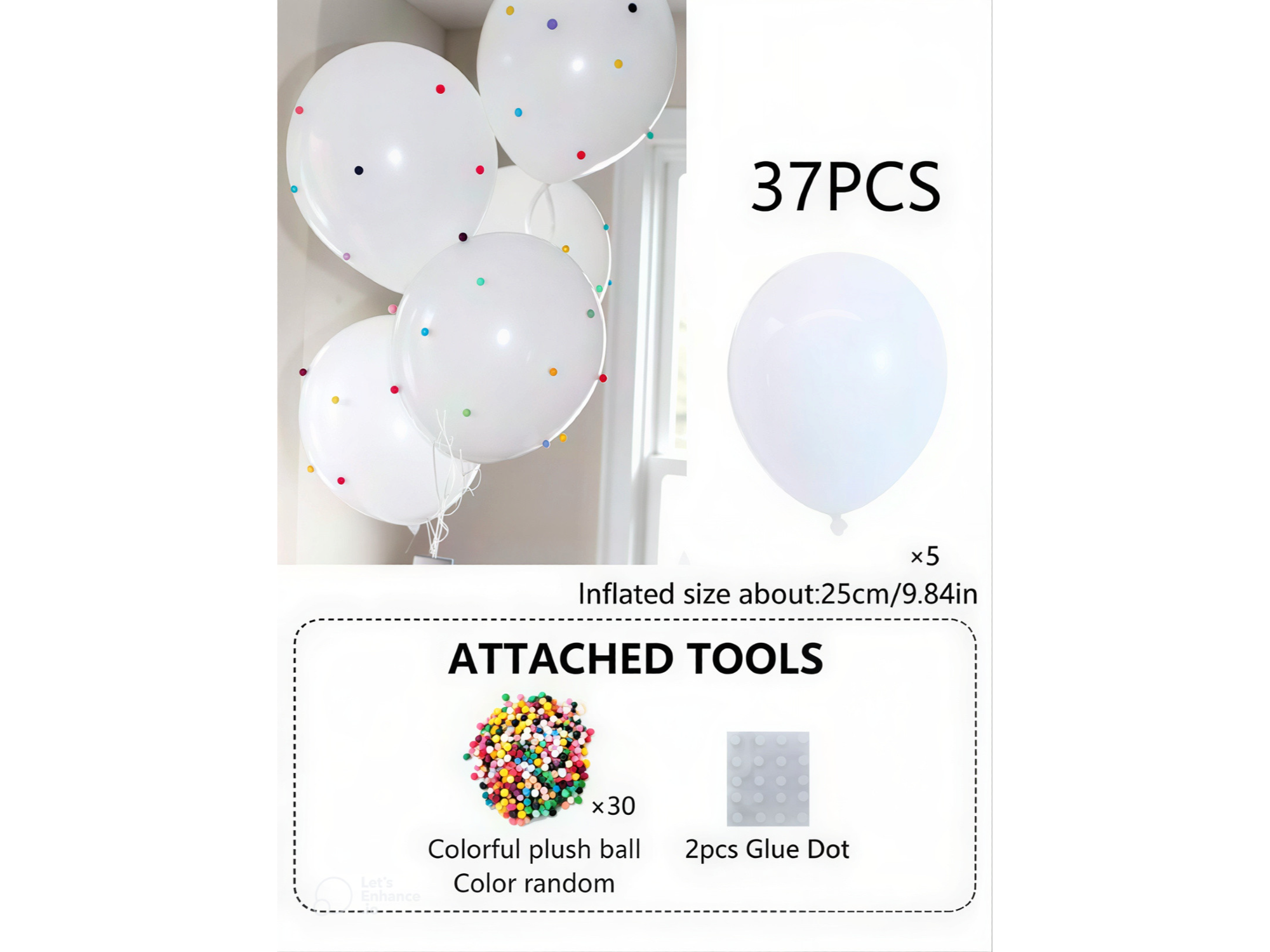 Set Globos Blancos con Apliques de Peluche 3D X5